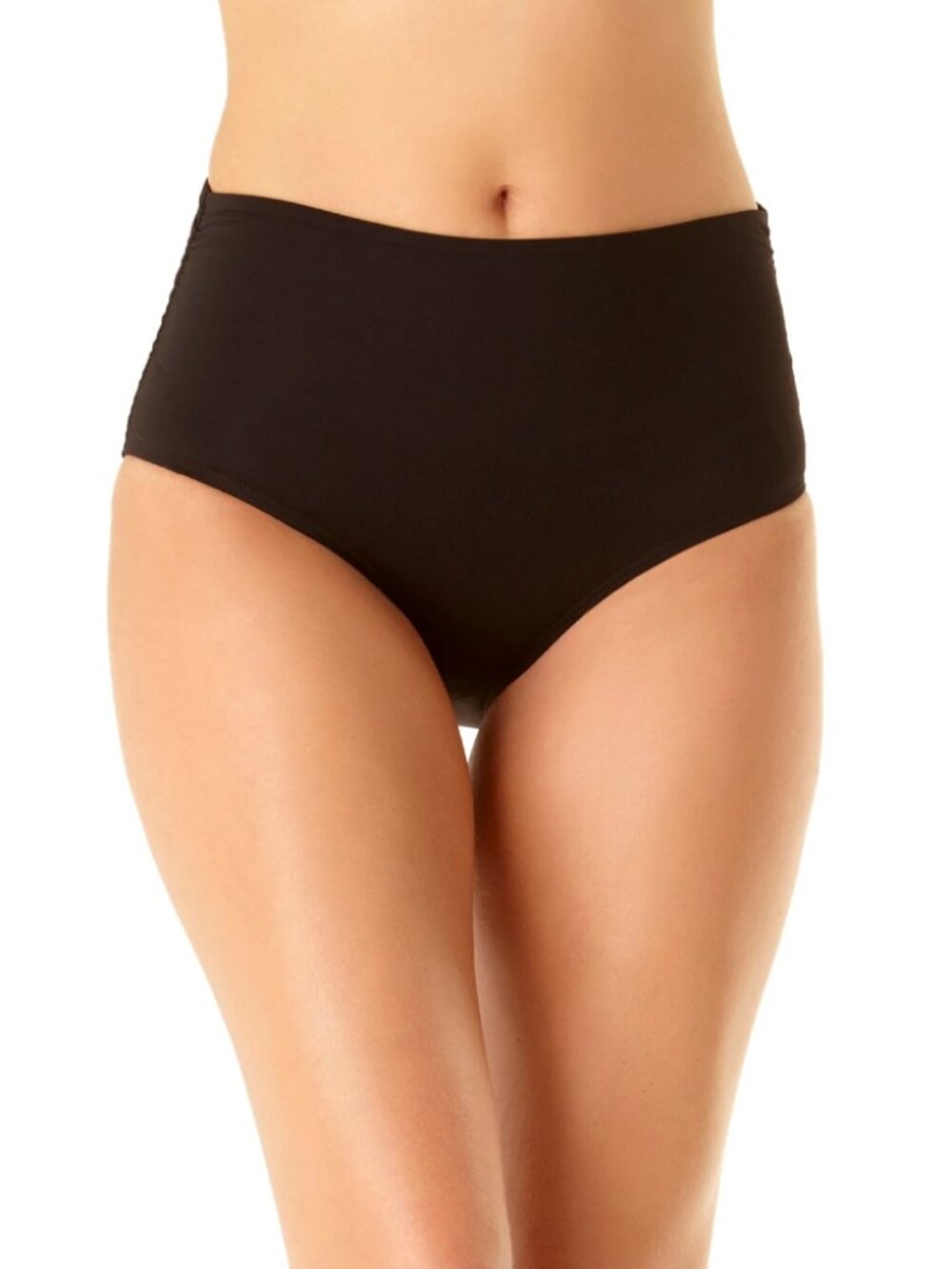 Anne Cole Black Live in Color Convertible High Waist Shirred Swim Bottom L NWOT